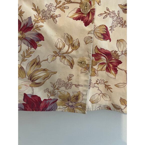 Vintage Coldwater Creek Button Down Collared Vest Cream Floral Cotton Small JL - Picture 2 of 6